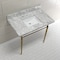 Fauceture KVPB3622M8SQ7 36" Console Sink with Brass Legs (8-Inch, 3 Hole), Marble White/Brushed Brass KVPB3622M8SQ7 - alternate 4